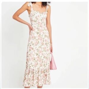 O.P.T. One Pretty Thing Toile De Jouy Floral Midi Dress in Rose
